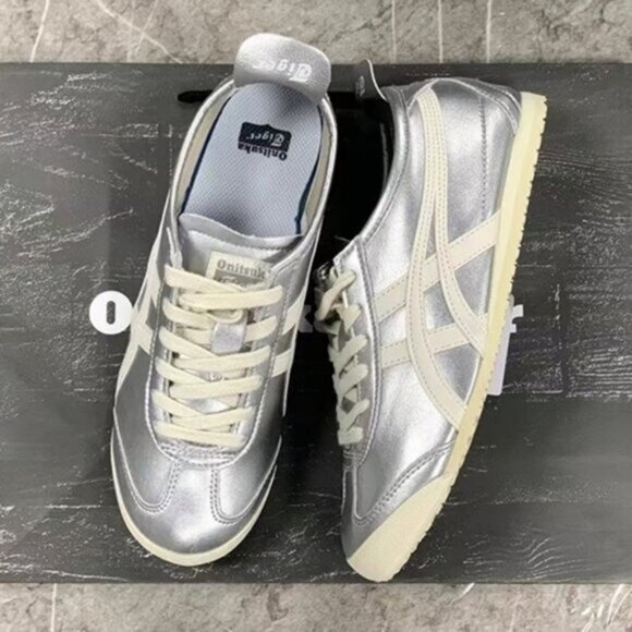 Onitsuka Tiger by Asics Silver and Cream Sneakers - Picture 6 of 6